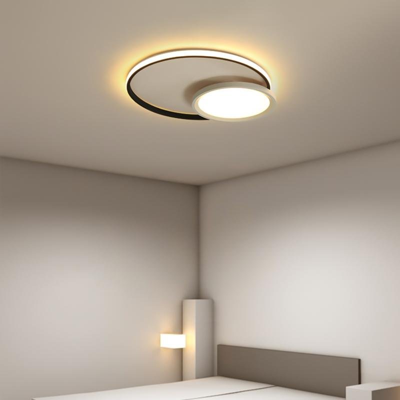 Overlap Round Black Flush Mount Ceiling Light