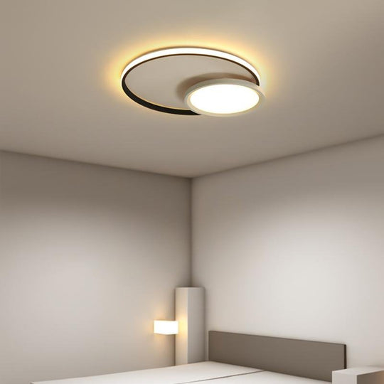 Overlap Round Black Flush Mount Ceiling Light