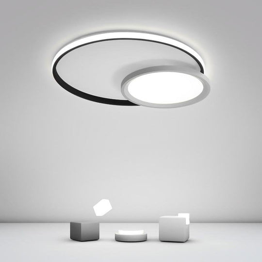 Overlap Round Black Flush Mount Ceiling Light