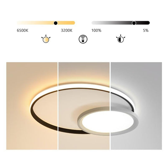 Overlap Round Black Flush Mount Ceiling Light