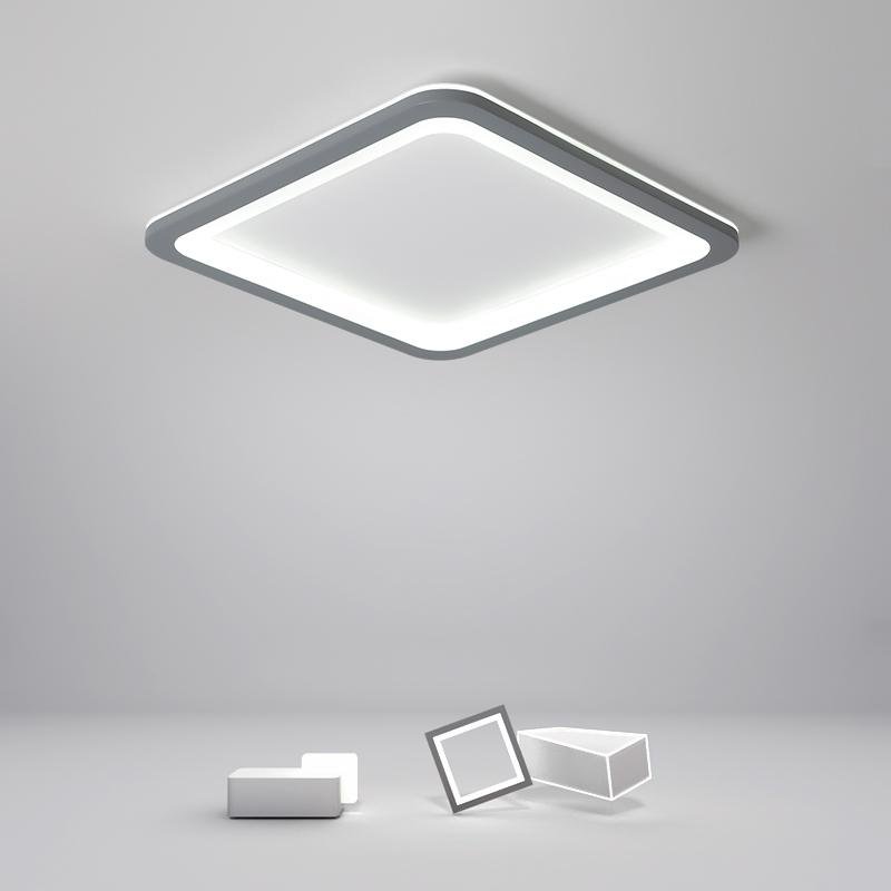 Gray Square Industrial Flush Mount Ceiling Light