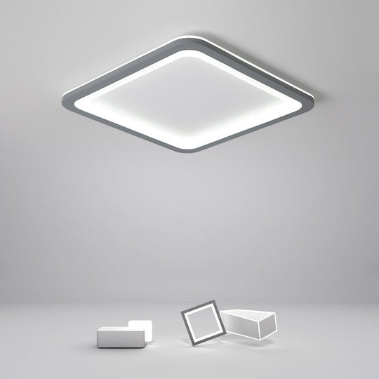 Gray Square Industrial Flush Mount Ceiling Light