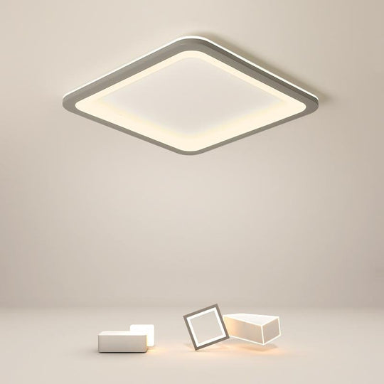 Gray Square Industrial Flush Mount Ceiling Light