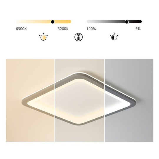 Gray Square Industrial Flush Mount Ceiling Light