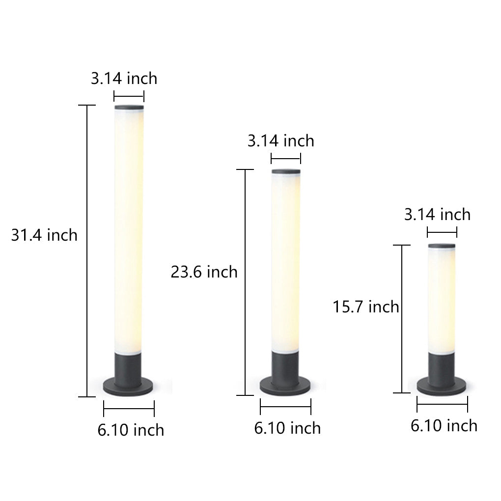 Slender Cylindrical Waterproof Modern Pathway Bollard Lights Outdoor Light