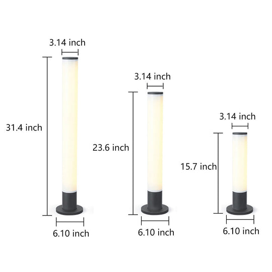 Slender Cylindrical Waterproof Modern Pathway Bollard Lights Outdoor Light