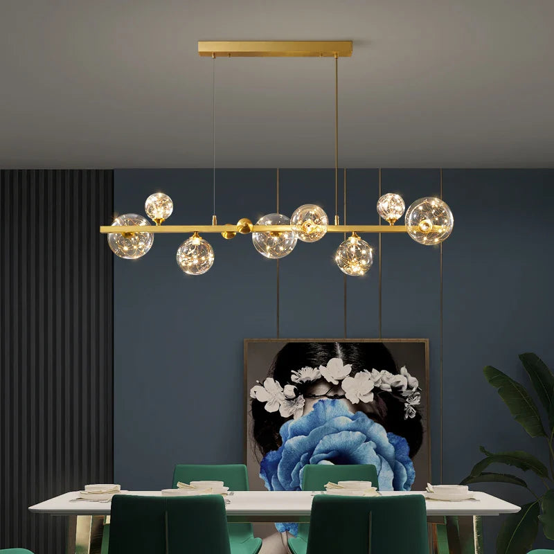 Paula Chandelier – Elegant Gold-Tone Metal and Glass