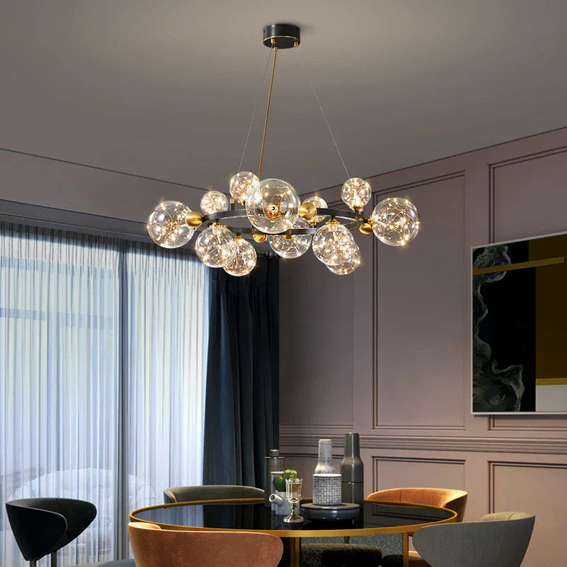 Paula Chandelier – Elegant Gold-Tone Metal and Glass