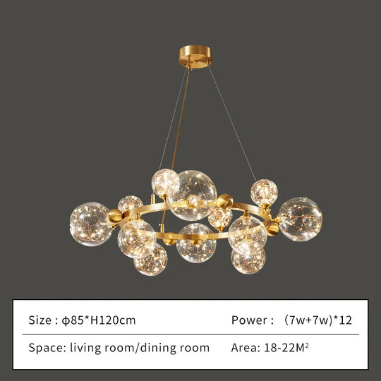 Paula Chandelier – Elegant Gold-Tone Metal and Glass