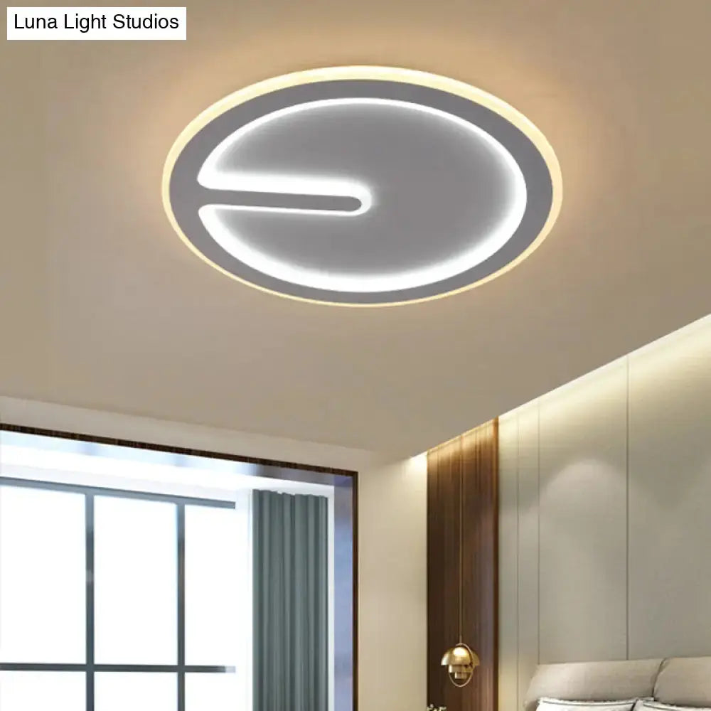 Acrylic Flush-Mount LED Clock Ceiling Light for Bedroom - Simplicity White, with Warm/White Light