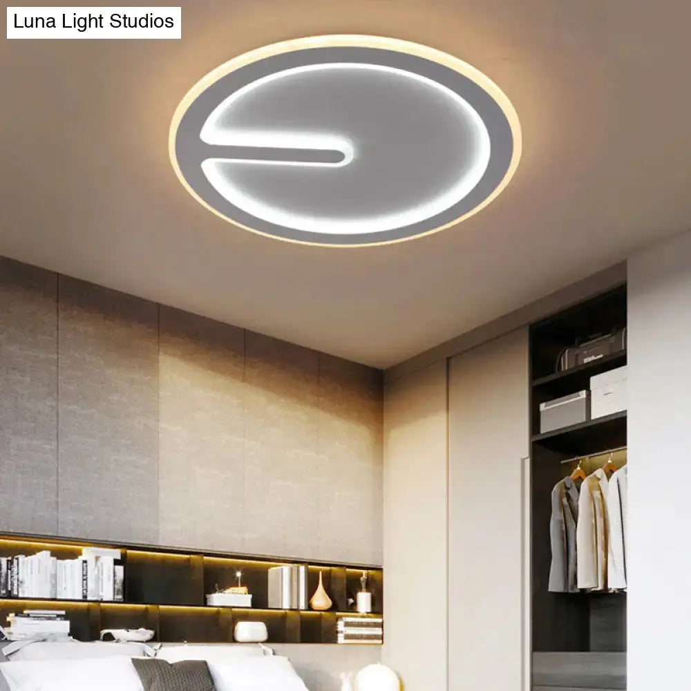 Acrylic Flush-Mount LED Clock Ceiling Light for Bedroom - Simplicity White, with Warm/White Light