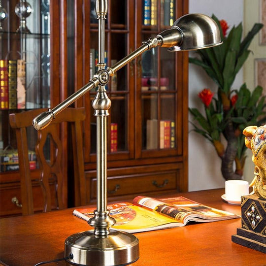 Vintage Metallic Dome Desk Lamp with Flexible Arm