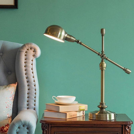 Vintage Metallic Dome Desk Lamp with Flexible Arm