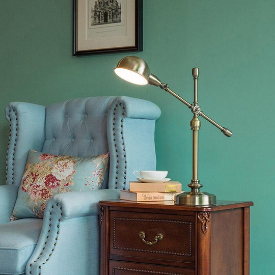 Vintage Metallic Dome Desk Lamp with Flexible Arm