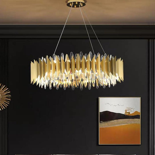 Modern Round Crystal Stainless Steel LED Chandelier