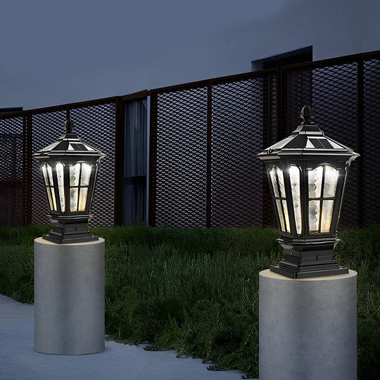 Retro Pavilion Shape Waterproof LED Solar Powered Fence Post Lights