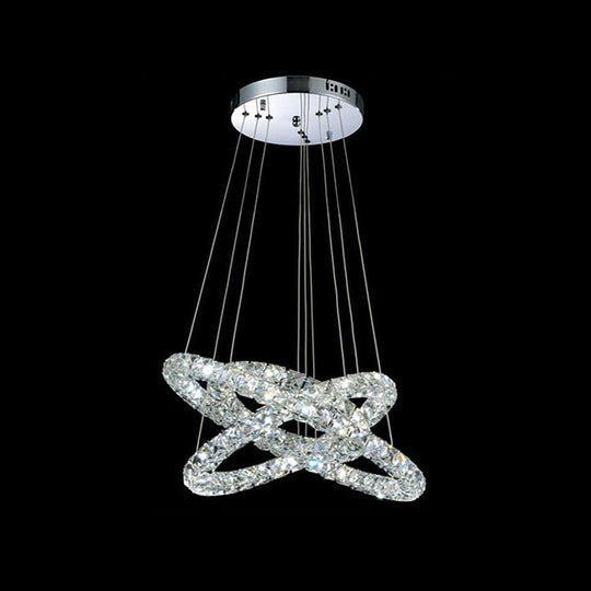 Luxury Crystal 3-Tier LED Chandelier – Geometric or Stacked Ring Pendant Light
