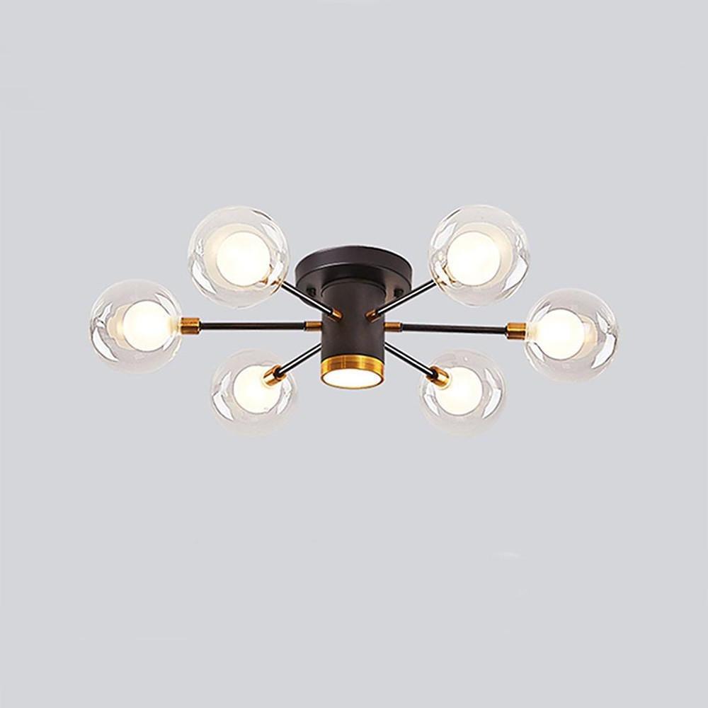 Globe Metal Glass Industrial LED Flush Mount Ceiling Light