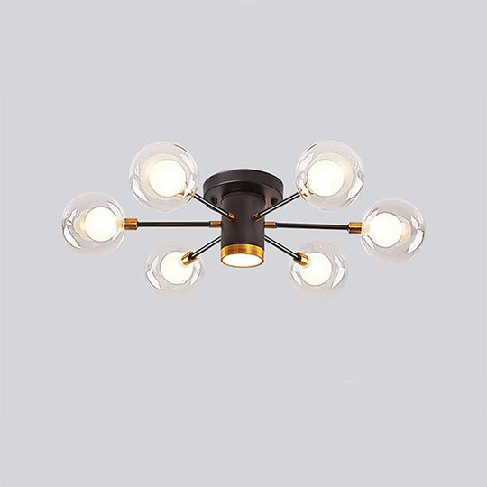 Globe Metal Glass Industrial LED Flush Mount Ceiling Light