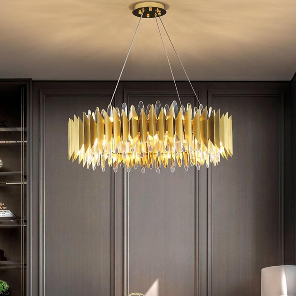 Modern Round Crystal Stainless Steel LED Chandelier
