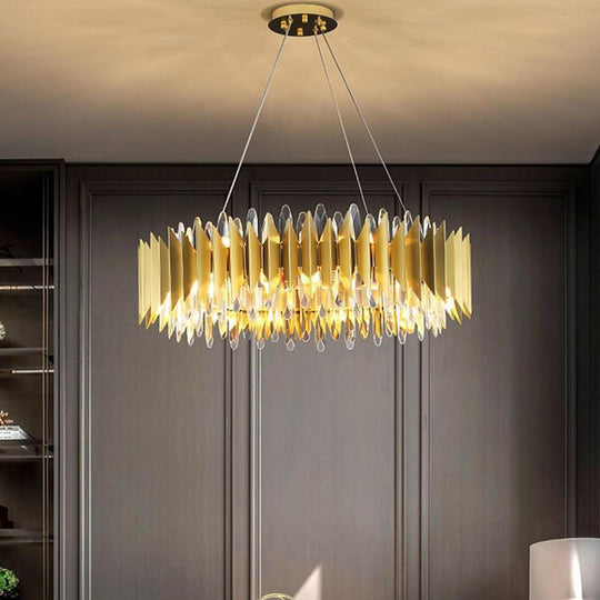 Modern Round Crystal Stainless Steel LED Chandelier