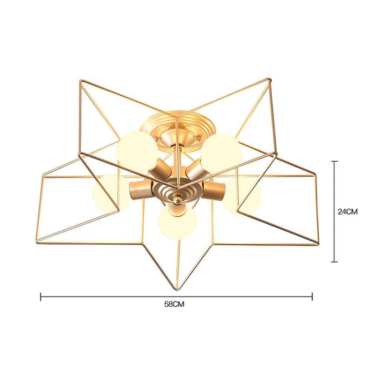 Unique Metal Star Design LED Modern Flush Mount Ceiling Light
