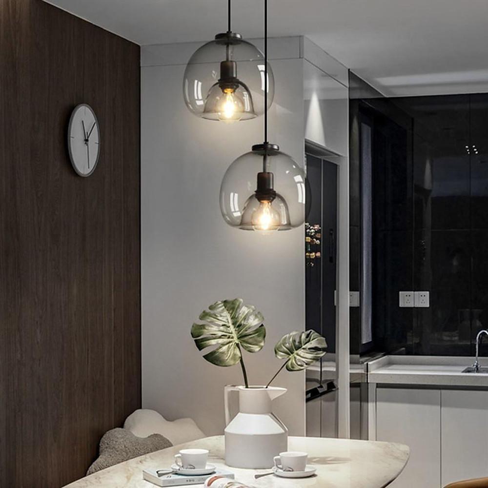 Vintage Smoked Glass Metal Pendant Light