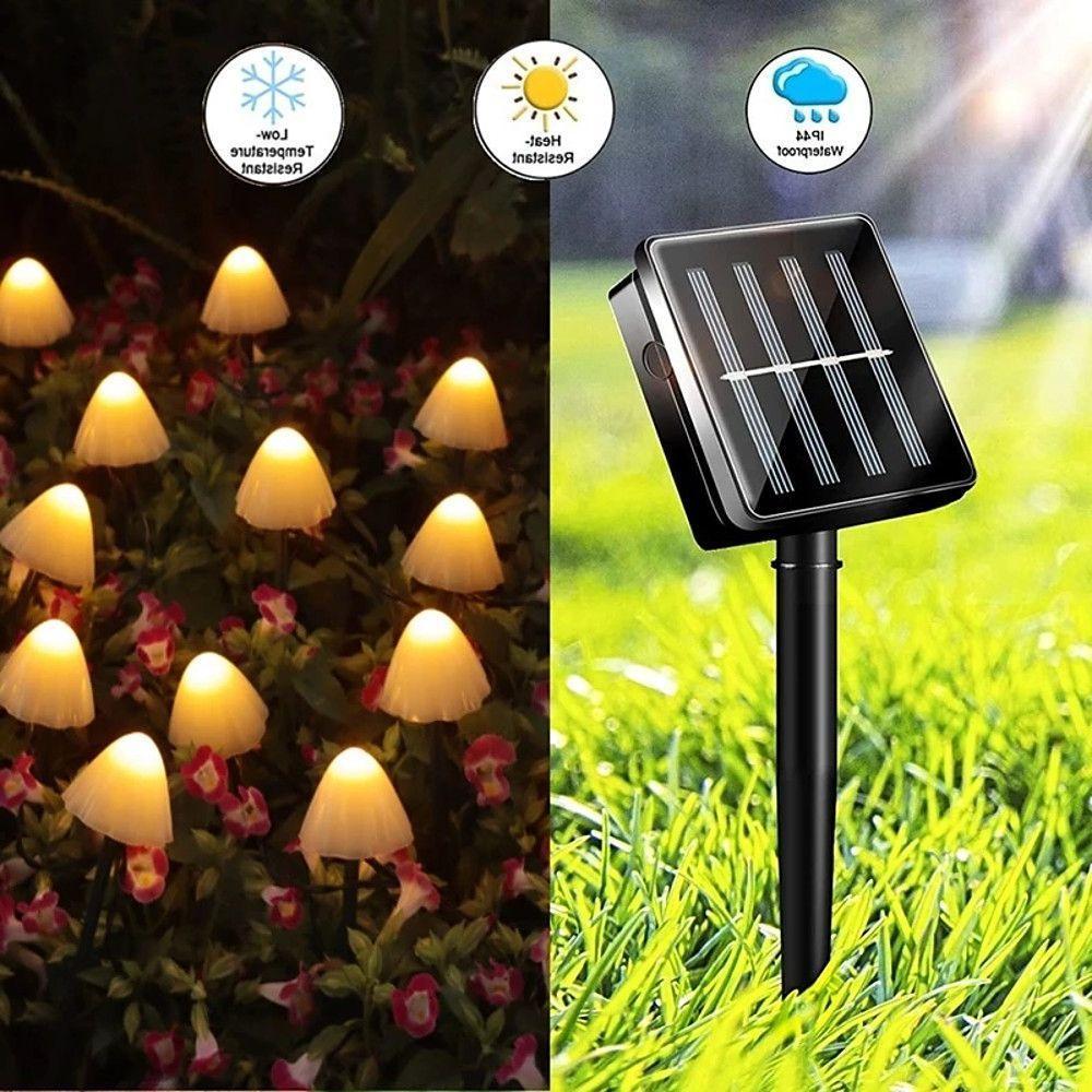 Outdoor Mini Mushroom RGB Solar 16.4 ft LED String Lights