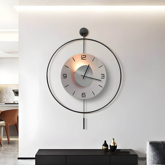 Battery Operated Round LED Hanging Metal Wall Clock