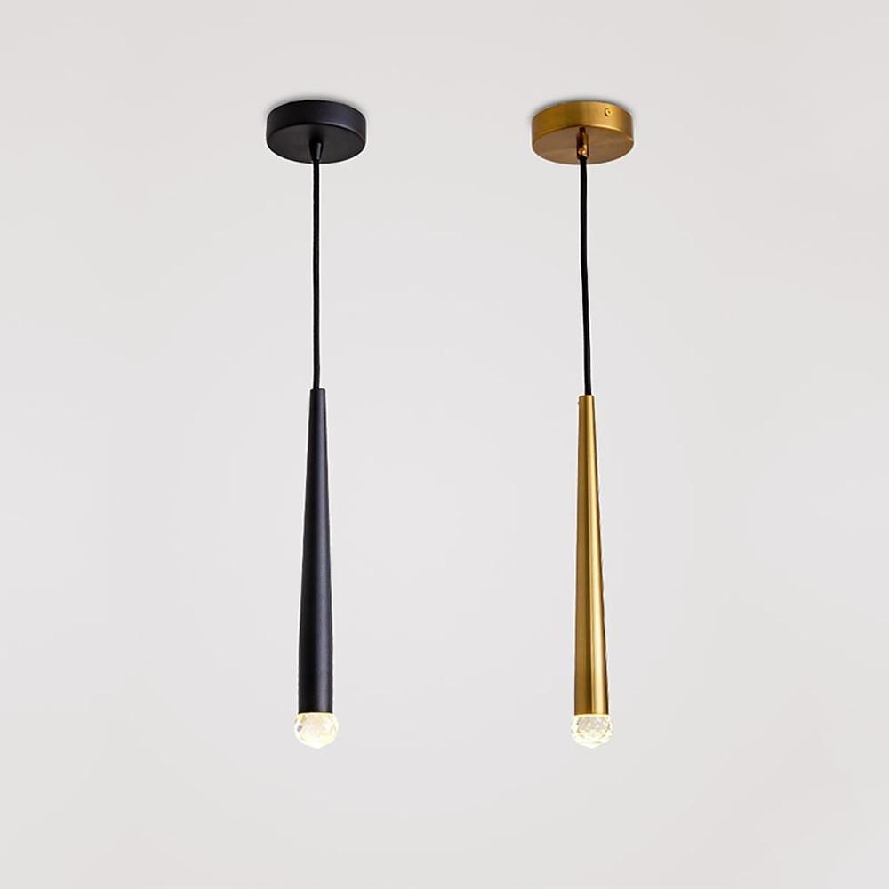 Slim Cylinder Electroplated Metal Crystal LED Pendant Light