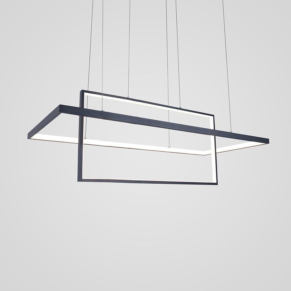 2 Rectangular LED Black Modern Pendant Lighting Hanging Ceiling Light
