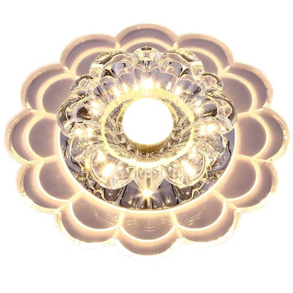 Flower Effect Crystal Metal LED Flush Mount Ceiling Light for Kids and Entryway