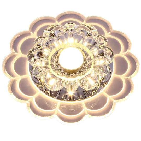Flower Effect Crystal Metal LED Flush Mount Ceiling Light for Kids and Entryway