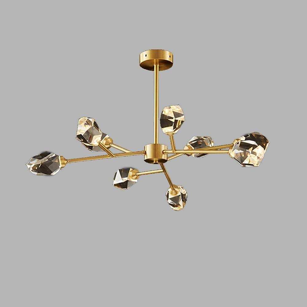 9-Light Sputnik Crystal Chandelier with Gold Finish