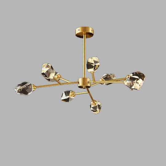 9-Light Sputnik Crystal Chandelier with Gold Finish
