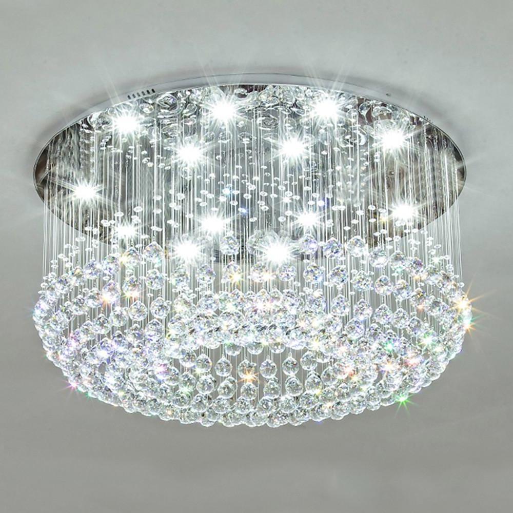 Glass-cicles Crystal LED Drum Flush Mount Chandelier