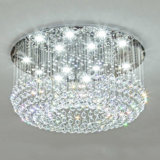 Glass-cicles Crystal LED Drum Flush Mount Chandelier