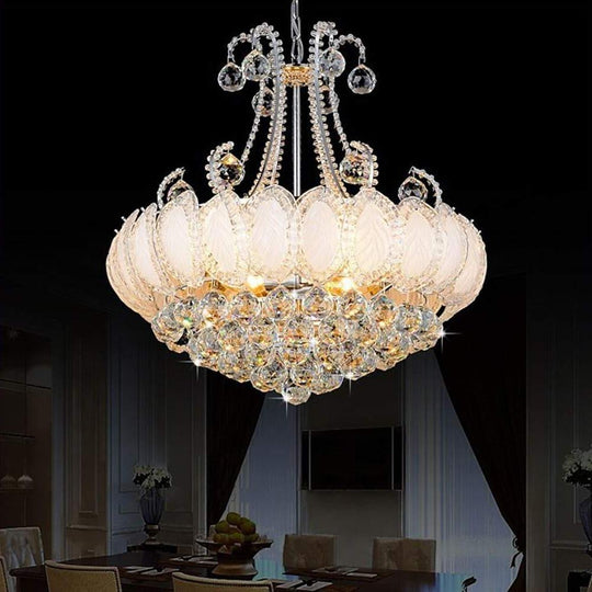 8-Light Modern Gold/Silver Vintage Crystal LED Chandelier – Drum Pendant Light