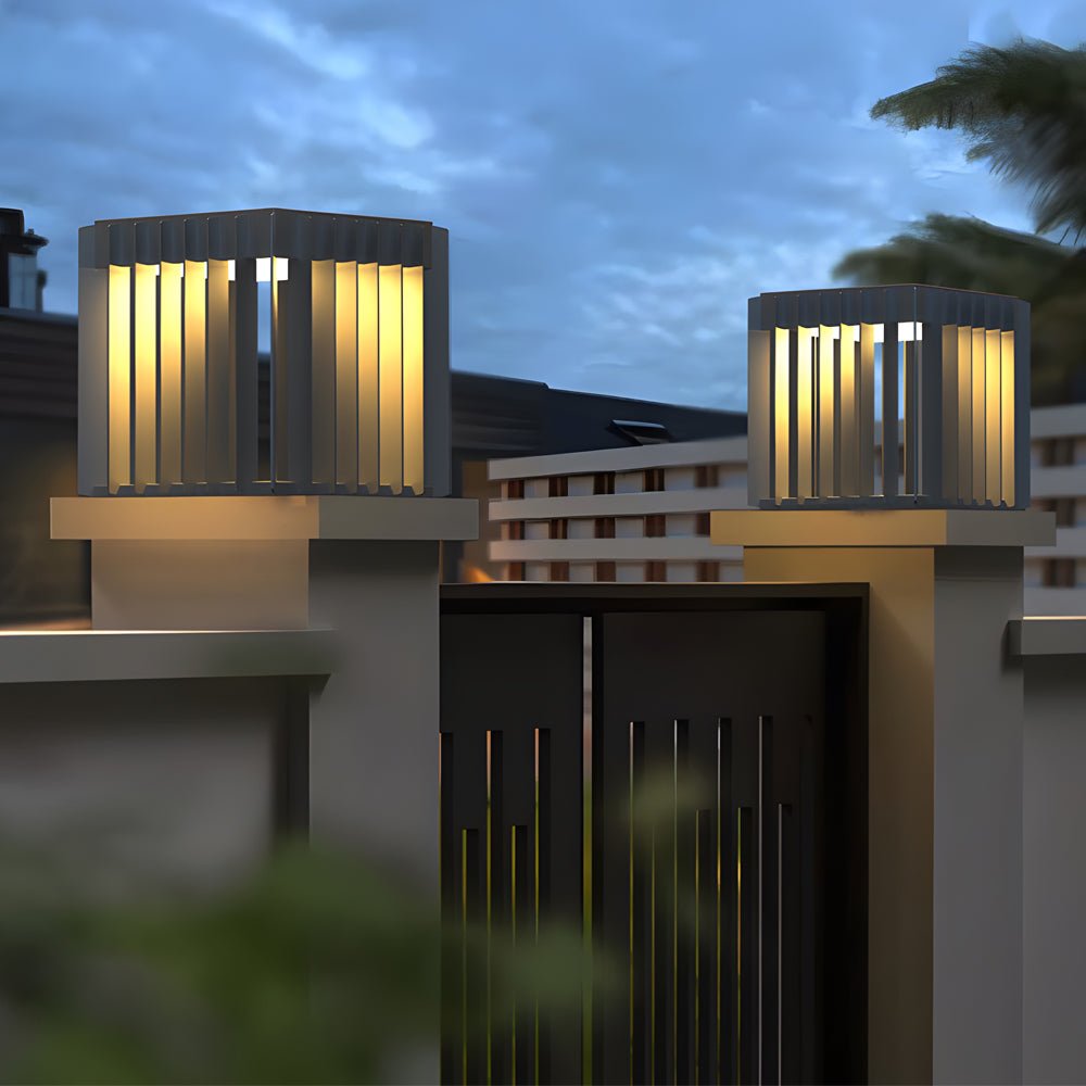 Black Square LED Outdoor Pillar Post Light