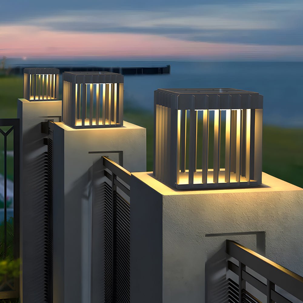 Black Square LED Outdoor Pillar Post Light