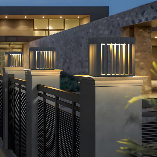 Black Square LED Outdoor Pillar Post Light