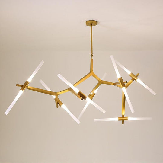 Industrial Drone-Shaped Brass Sputnik Chandelier – 14-Light LED