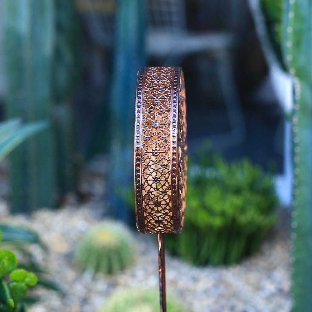 Bohemian Solar Hollow Drum Light LED Metal Outdoor Garden Lamp