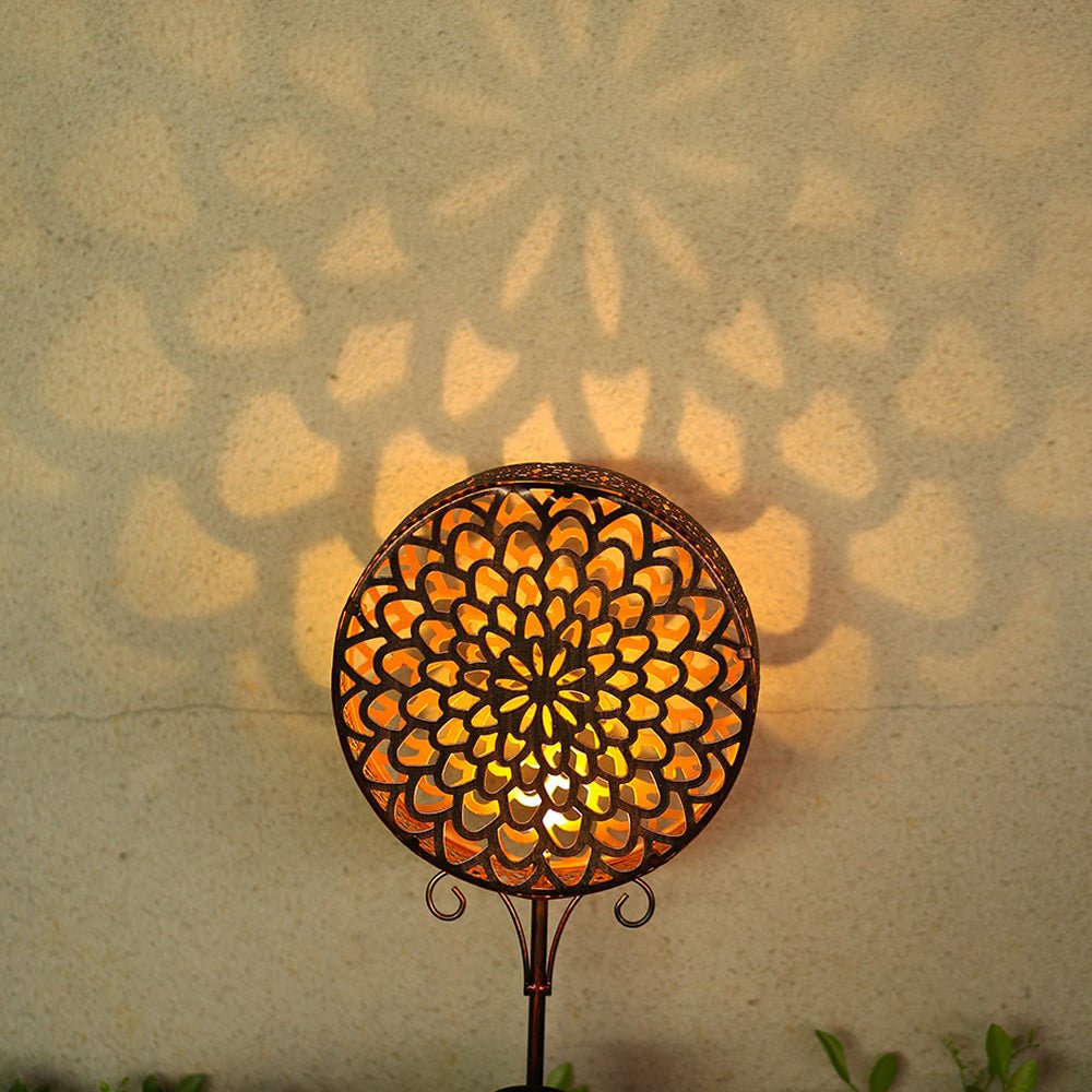 Bohemian Solar Hollow Drum Light LED Metal Outdoor Garden Lamp