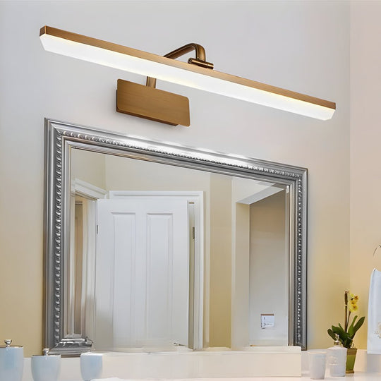 Brass Linear LED Bathroom Vanity Light – Curved Rod Design
