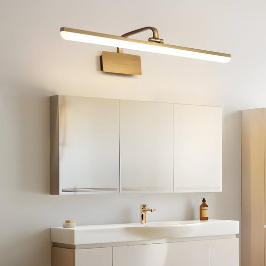 Brass Linear LED Bathroom Vanity Light – Curved Rod Design