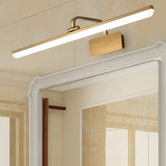 Brass Linear LED Bathroom Vanity Light – Curved Rod Design