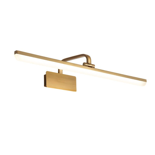 Brass Linear LED Bathroom Vanity Light – Curved Rod Design