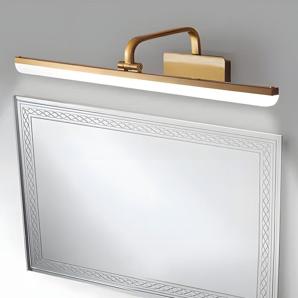 Brass Linear LED Bathroom Vanity Light – Curved Rod Design