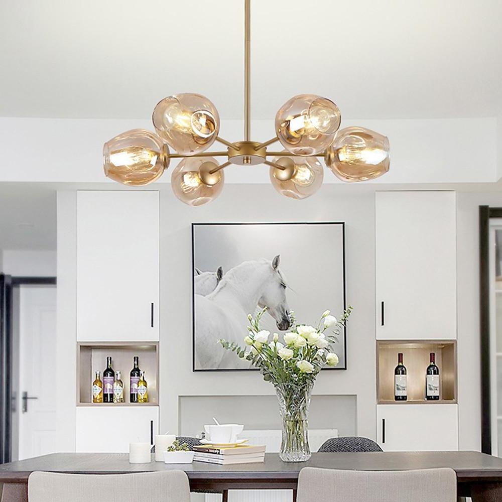 Glass Globe LED Electroplated Nordic Sputnik Chandelier Hanging Ceiling Light